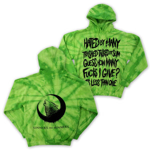 Sinners are Winners "Zero Fucks" Neon Green Hoodie : SAW Shop